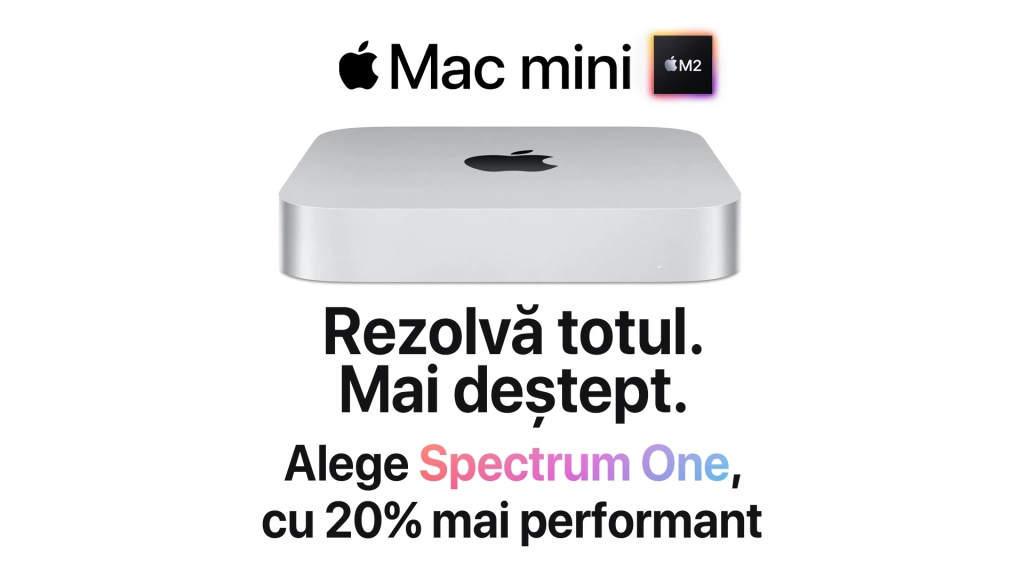 spectrum one, rezolvă totul mai deștept, alege spectrum one, cu 20% mai peformant decât mac mini m2